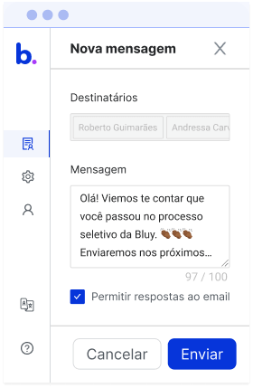 Tela Bluy: Mensagem de aprovação
