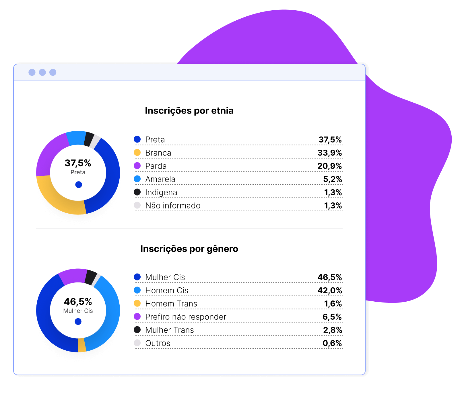 Indicadores por etnia e por gênero